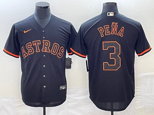 Men's Houston Astros Jeremy Pena #3 Black Authentic Game Jersey