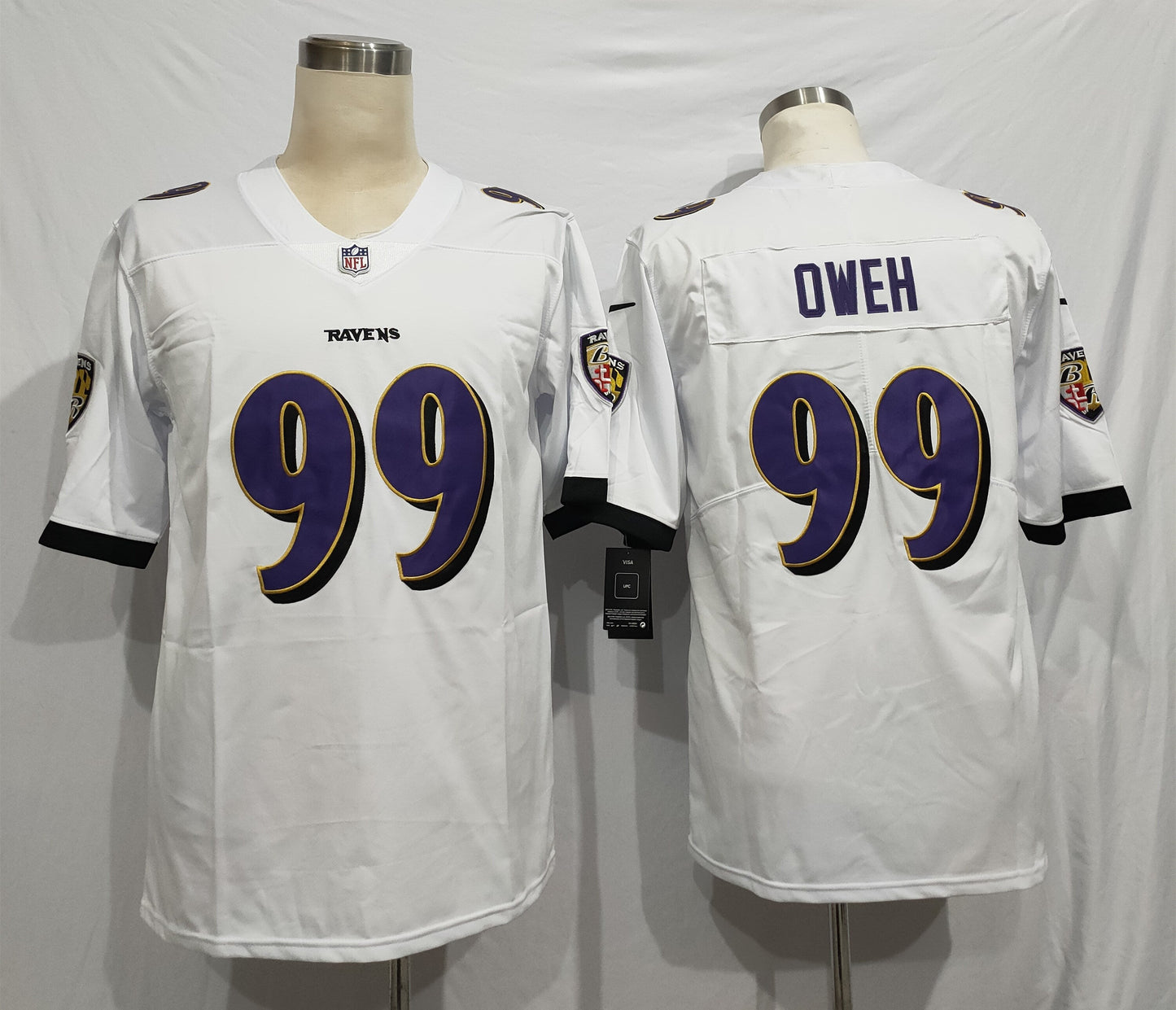 Men's Baltimore Ravens Odafe Oweh #99 White Game Jersey