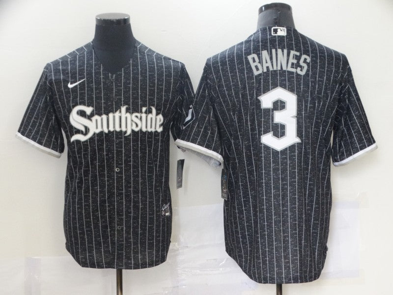 Men's Chicago White Sox Harold Baines #3 Black Replica Baseball Jersey