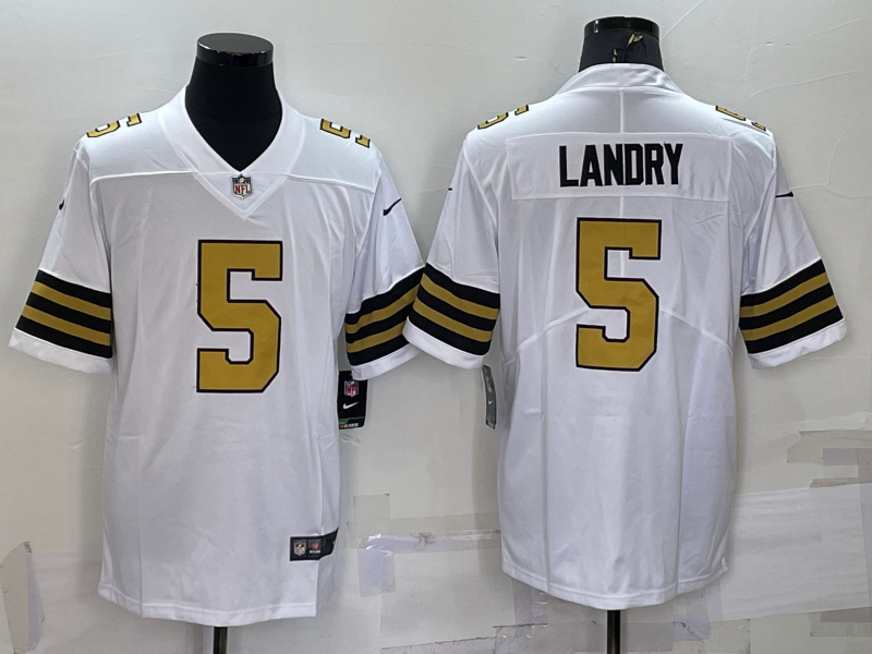 Men's New Orleans Saints Jarvis Landry #5 White Player Game Jersey