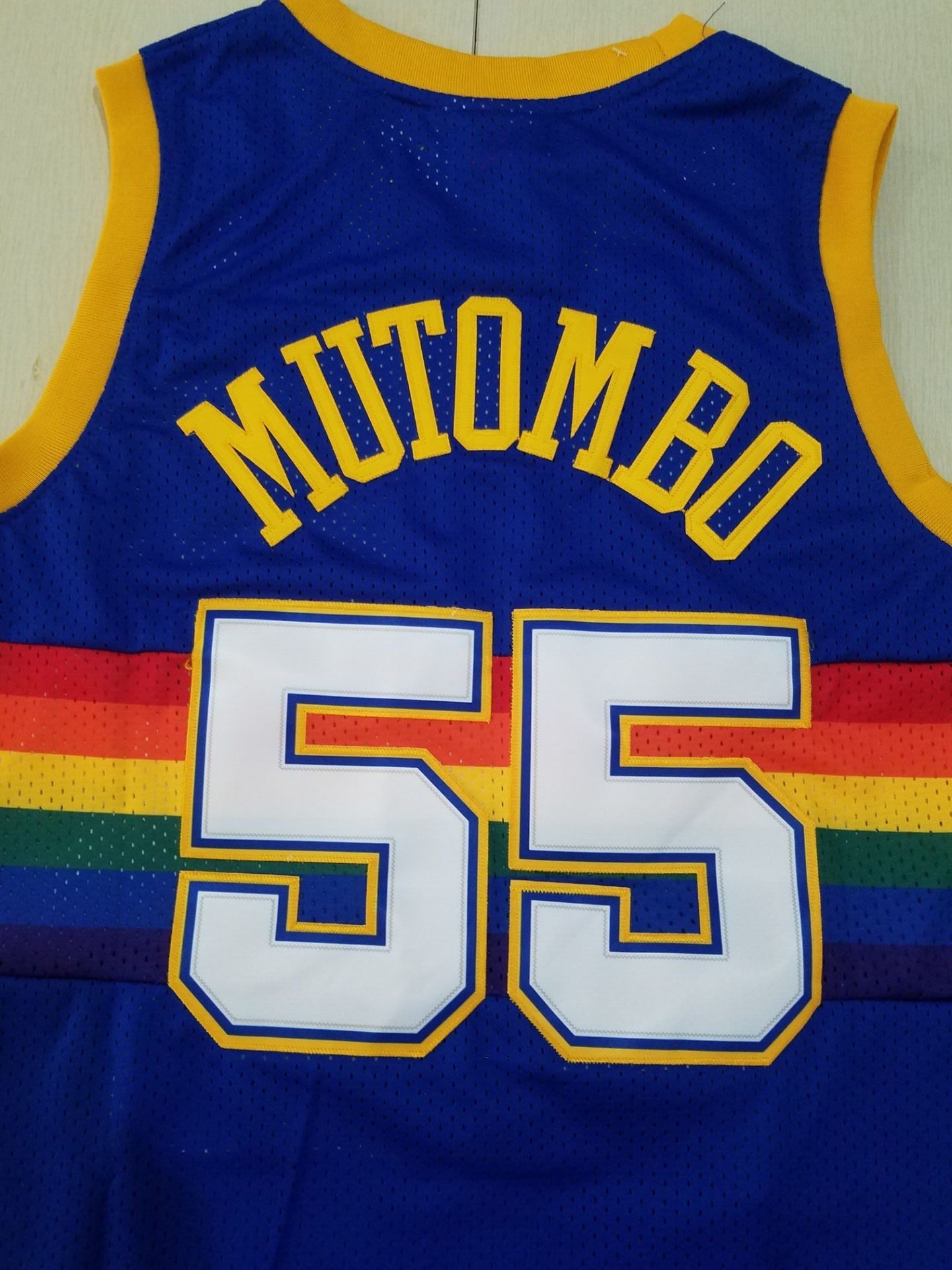 Men's Denver Nuggets Dikembe Mutombo 1991-92 Blue Hardwood Classics Swingman Jersey