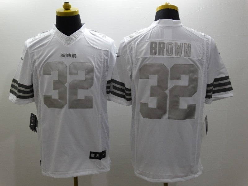 Men's Cleveland Browns Jim Brown #32 White Game Jersey