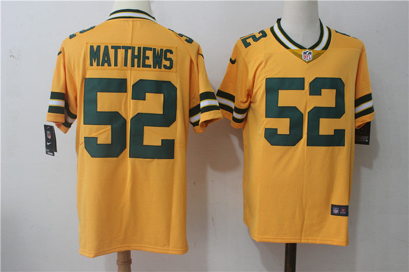 Men's Green Bay Packers Clay Matthews #52 Yellow Inverted Legend Jersey