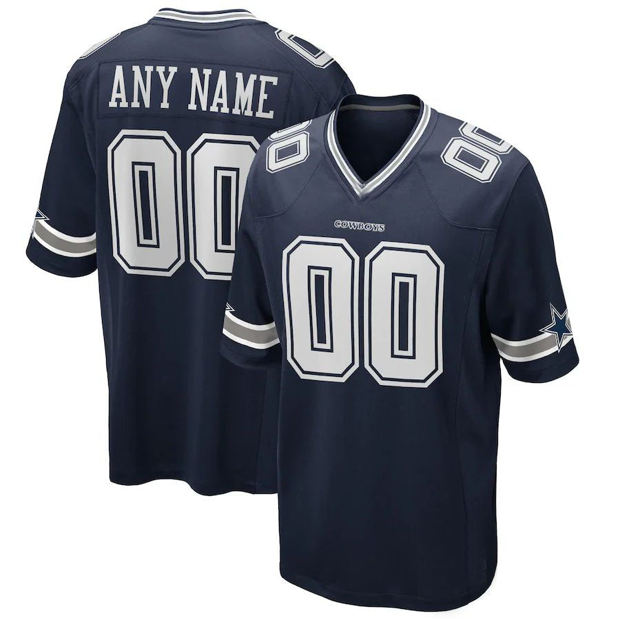 Custom Dallas Cowboys Navy Game Jersey Stitched Football Jerseys