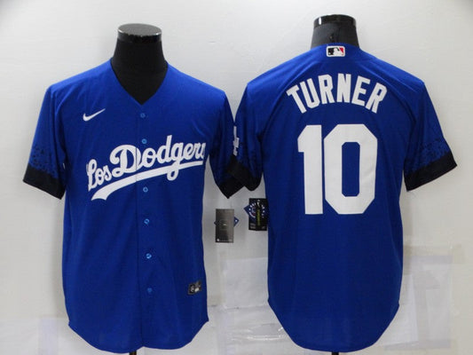 Men's Los Angeles Dodgers Justin Turner #10 Blue Stitched Jersey