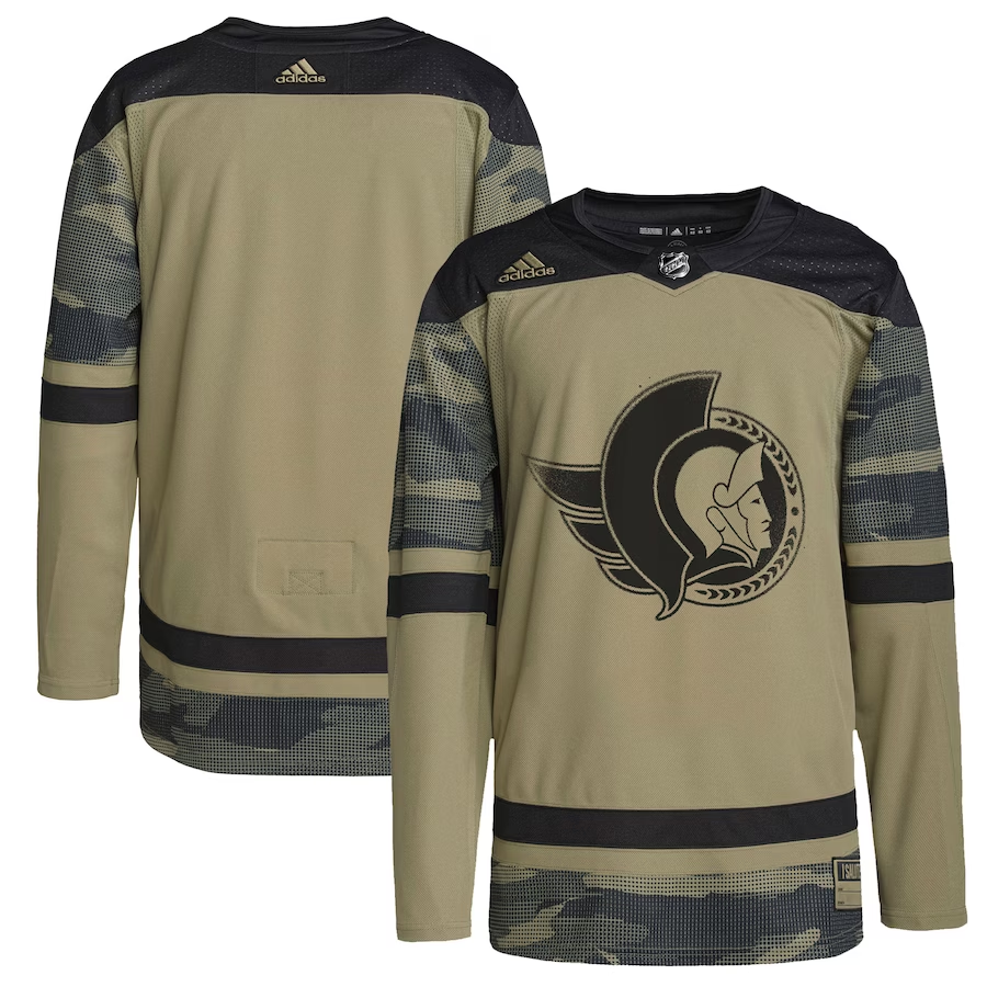 Men's Ottawa Senators Camo Logo Military Appreciation Team Authentic Practice Blank Jersey