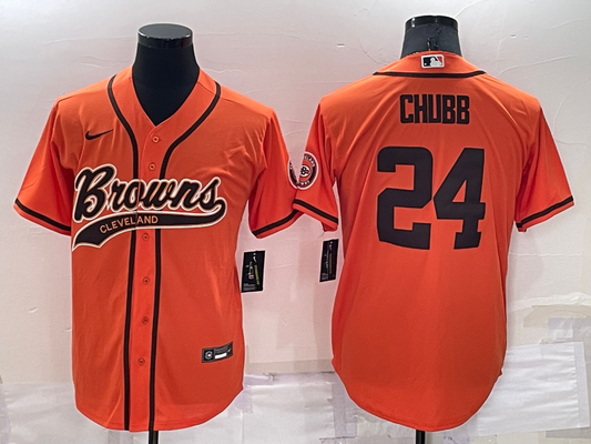 Men's Cleveland Browns Nick Chubb #24 Orange Game Jersey Joint Edition