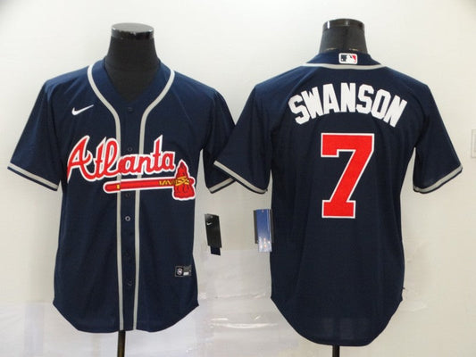 Men's Atlanta Braves Dansby Swanson #7 Navy Replica Player Jersey