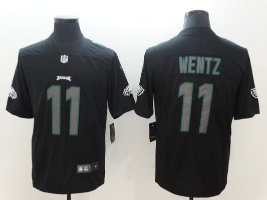 Men's Philadelphia Eagles #11 Carson Wentz Black Team Game Jersey