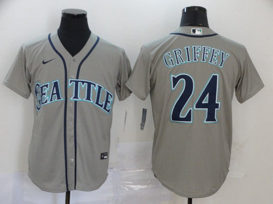 Men's Seattle Mariners Ken Griffey Jr. #24 Gray Replica Baseball Jersey