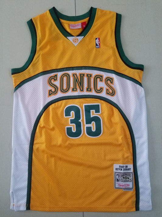 Men's Seattle SuperSonics Kevin Durant 2007-08 Yellow Hardwood Classics Swingman Jersey