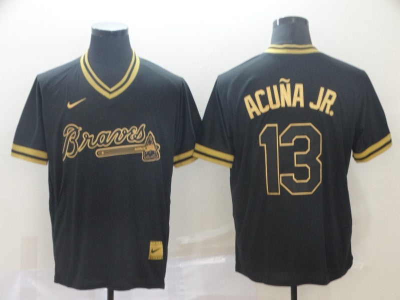 Men's Atlanta Braves Ronald Acuna Jr. #13 Black Replica Jersey