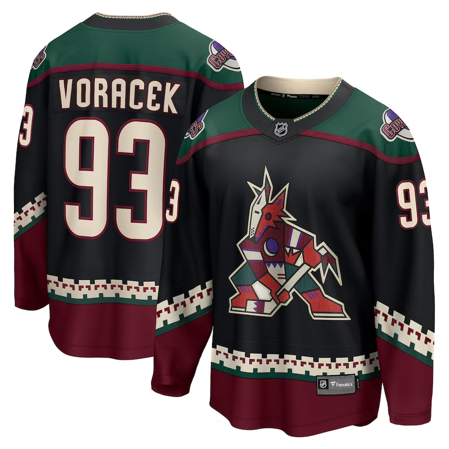 Men's Arizona Coyotes Jakub Voracek #93 Black Home Breakaway Jersey