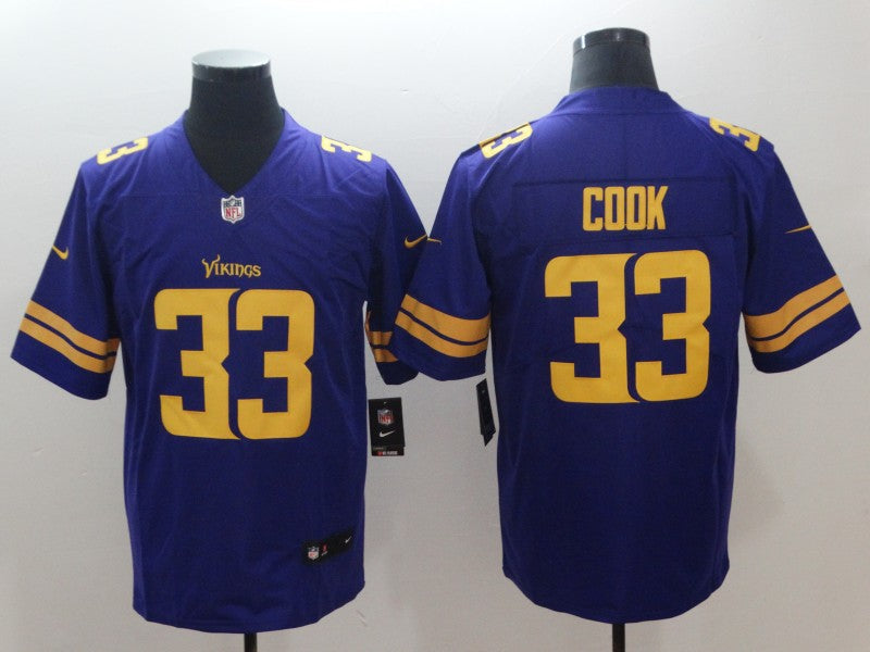 Men's Minnesota Vikings Dalvin Cook #33 Jersey Purple Yellow