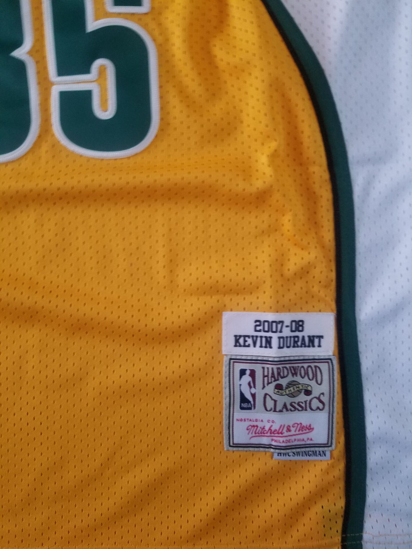 Men's Seattle SuperSonics Kevin Durant 2007-08 Yellow Hardwood Classics Swingman Jersey