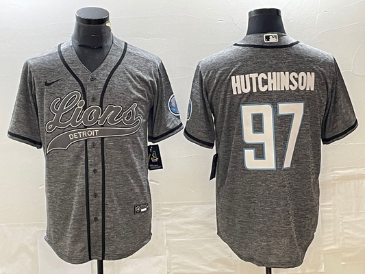 Men's Detroit Lions Aidan Hutchinson #97 Gray Game Jersey Joint Edition