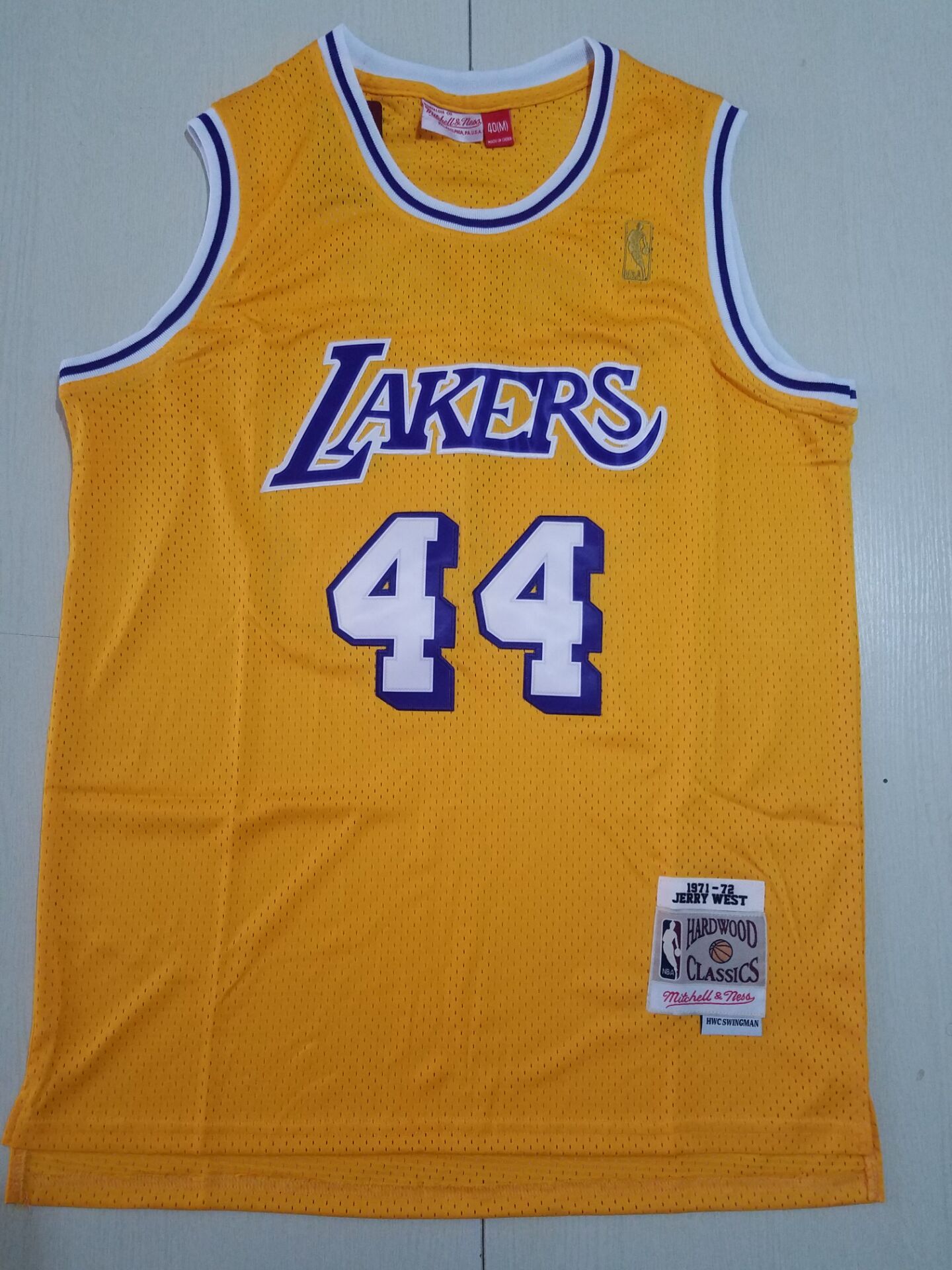 Men's Los Angeles Lakers Jerry West Gold Big & Tall Hardwood Classics Jersey