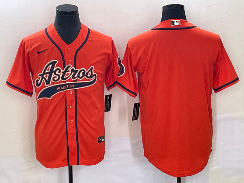 Men's Houston Astros Orange Replica Blank Jersey Joint Edition