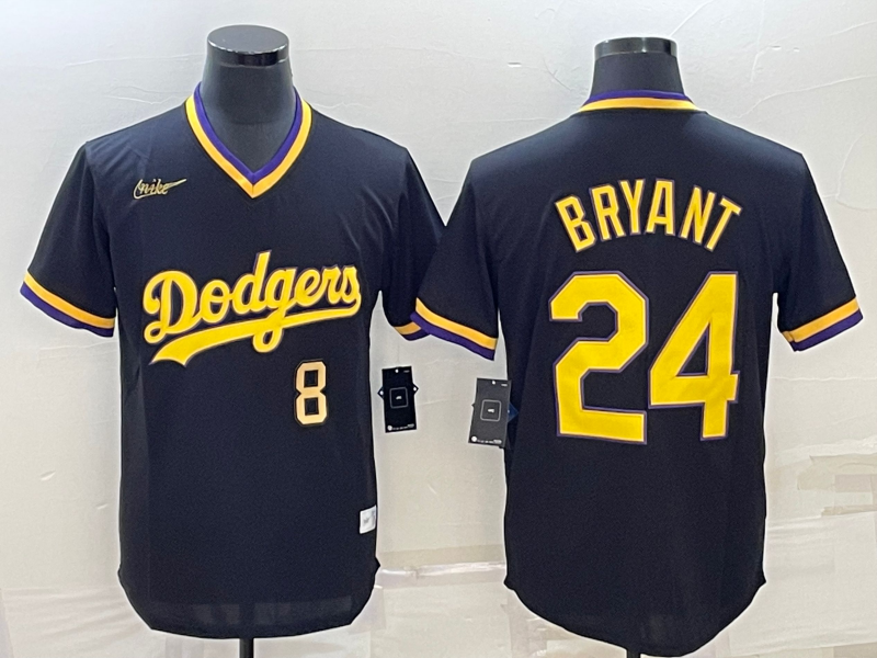 Los Angeles Dodgers Kobe Bryant #8/24 Black Men's Alternate Replica Team Jersey