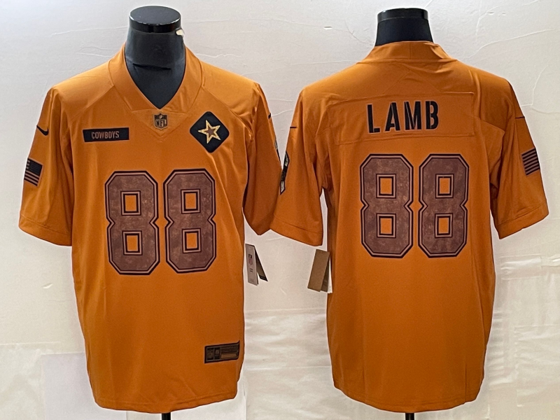 Men's Dallas Cowboys CeeDee Lamb #88 Brown 2023 Salute To Service Limited Jersey