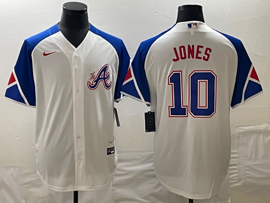 Men's Atlanta Braves Chipper Jones #10 White 2023 City Connect Replica Jersey