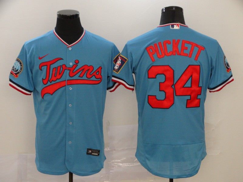 Men's Minnesota Twins Kirby Puckett #34 Blue Replica Baseball Jersey