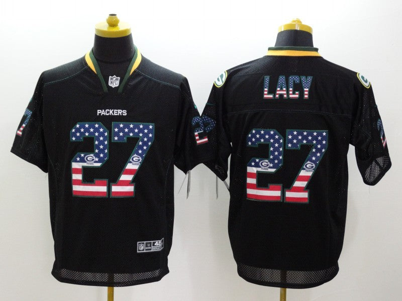 Men's Green Bay Packers Eddie Lacy #27 Black Game Jersey