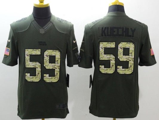 Men's Carolina Panthers Luke Kuechly #59 Army Green Game Jersey