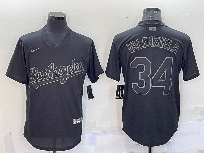 Men's Los Angeles Dodgers Fernando Valenzuela #34 Black Alternate Game Jersey