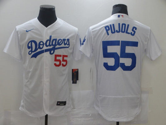 Men's Los Angeles Dodgers Albert Pujols #55 White Replica Baseball Jersey