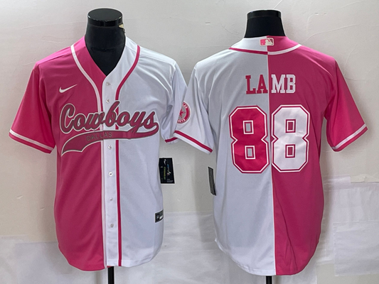 Men's Dallas Cowboys CeeDee Lamb #88 Pink/White Game Jersey Joint Edition