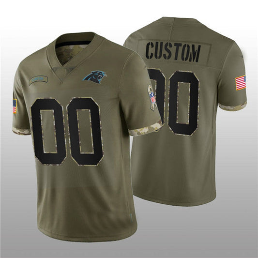 Custom Carolina Panthers ACTIVE PLAYER 2022 Olive Salute To Service Limited Stitched Jersey Football Jerseys