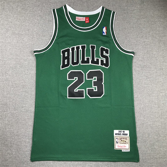 Men's Chicago Bulls Michael Jordan #23 Green 1997-98 Hardwood Classics Authentic Jersey