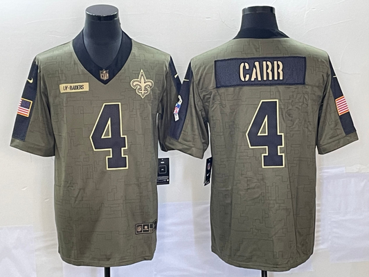 Men's New Orleans Saints Derek Carr #4 Brown Player Game Jersey