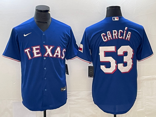 Men's Texas Rangers Adolis Garcia #53 Blue Replica Baseball Jersey