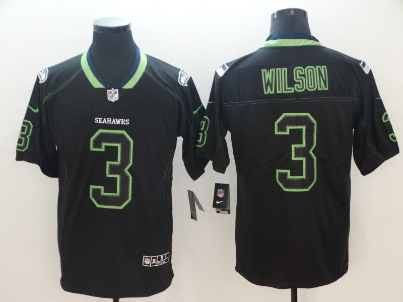 Mens Seattle Seahawks #3 Russell Wilson Black Game Jersey