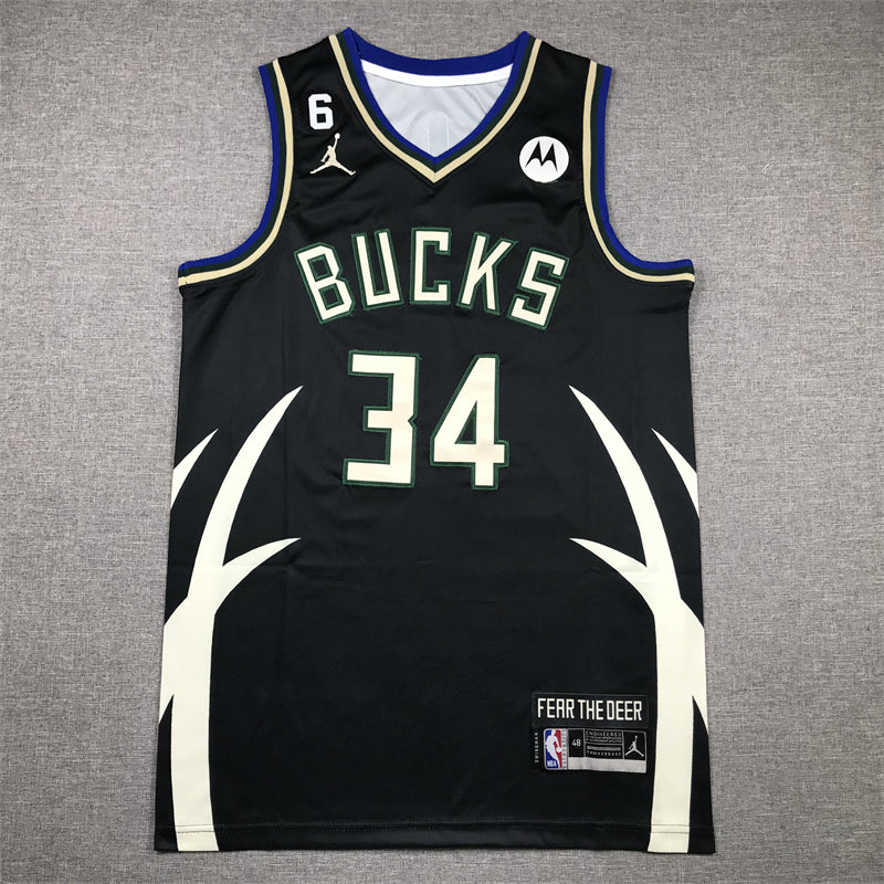 Men's Milwaukee Bucks Giannis Antetokounmpo #34 Black Swingman Jersey - Statement Edition