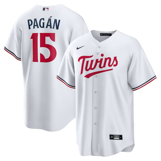 Men's Minnesota Twins Emilio Pagn #15 White Home Replica Player Jersey