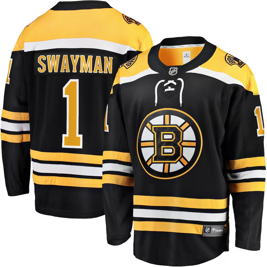 Men's Boston Bruins Jeremy Swayman #1 Black Replica Player Jersey