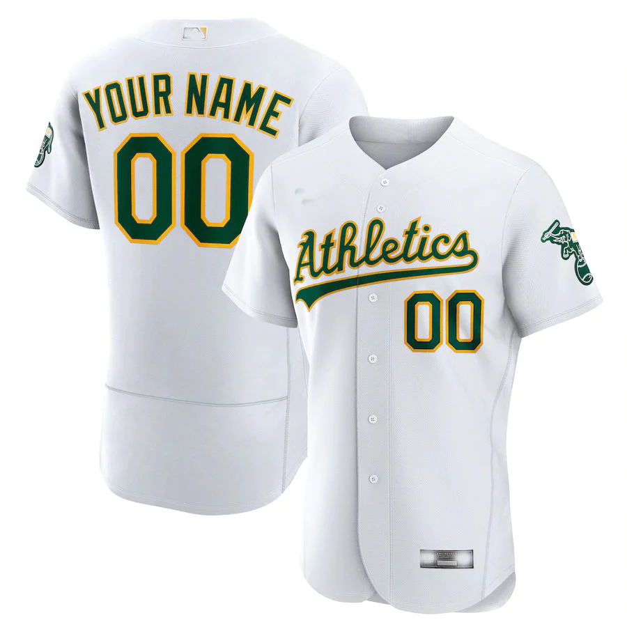 Men's Oakland Athletics White Alternate Authentic Custom Jersey