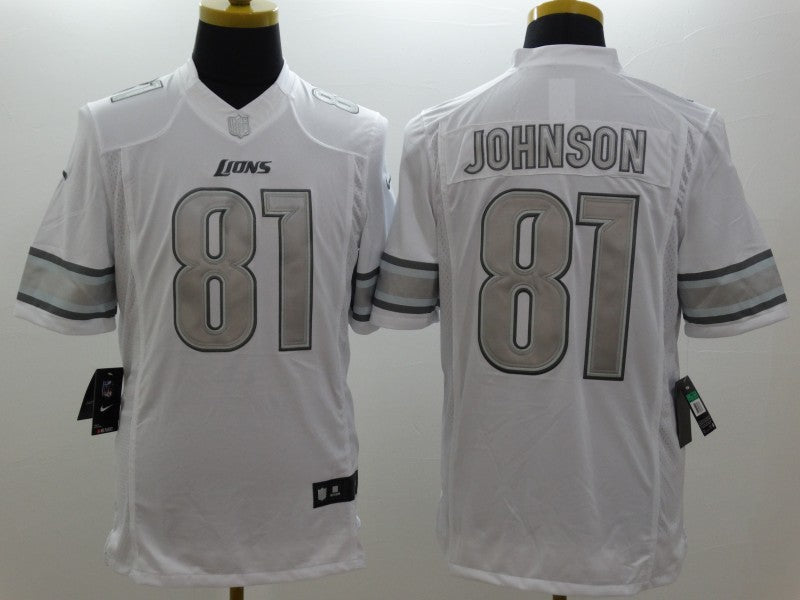 Men's Detroit Lions Calvin Johnson #81 White Game Player Jersey