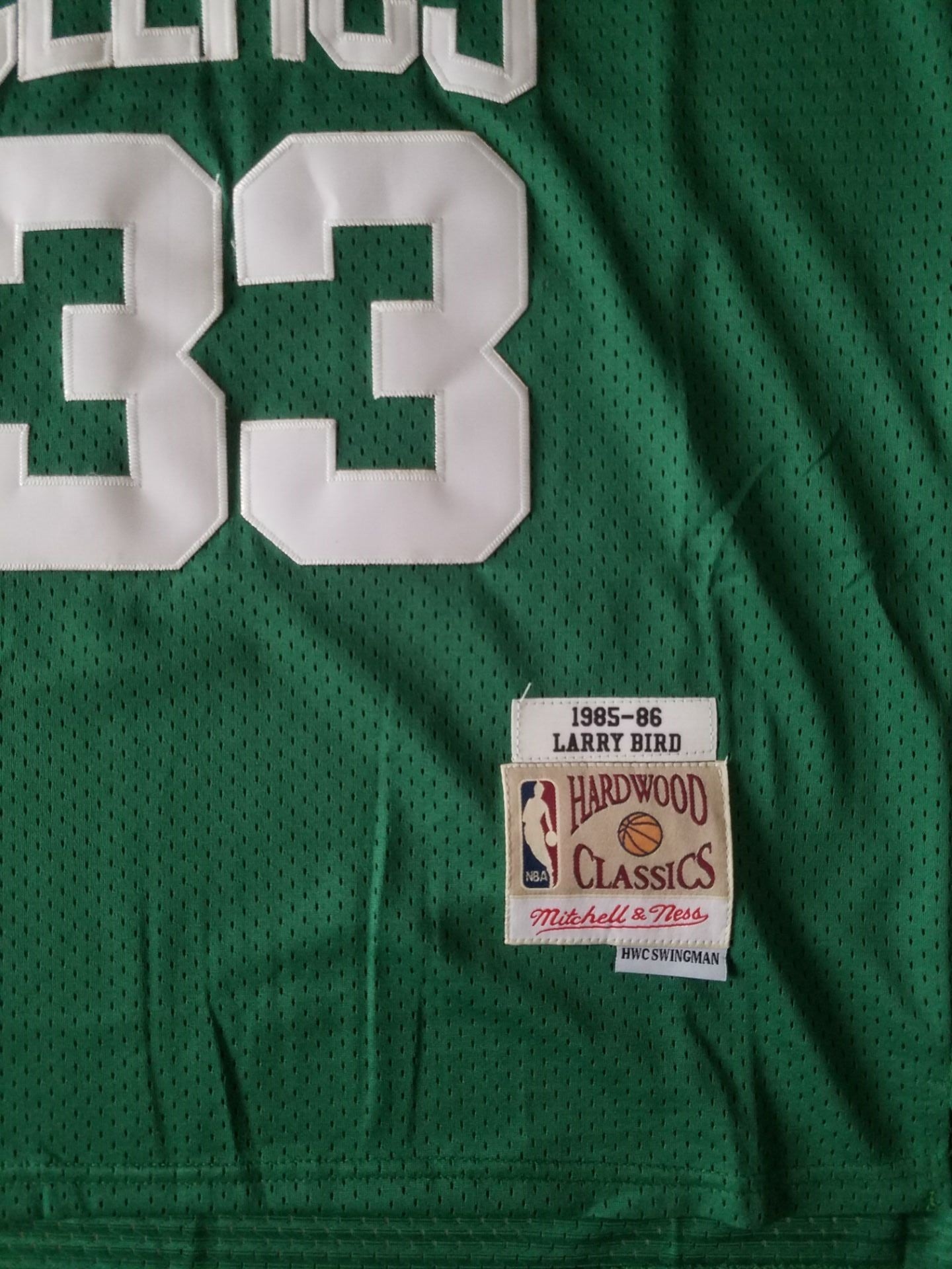 Men's Boston Celtics Larry Bird Green 1985-86 Hardwood Classics Swingman Jersey