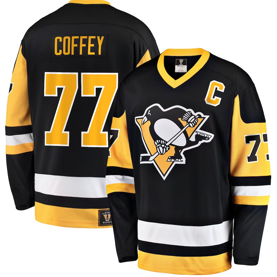 Men's Pittsburgh Penguins Paul Coffey #77 Black Player Jersey