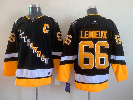 Men's Pittsburgh Penguins Mario Lemieux #66 Black Player Jersey