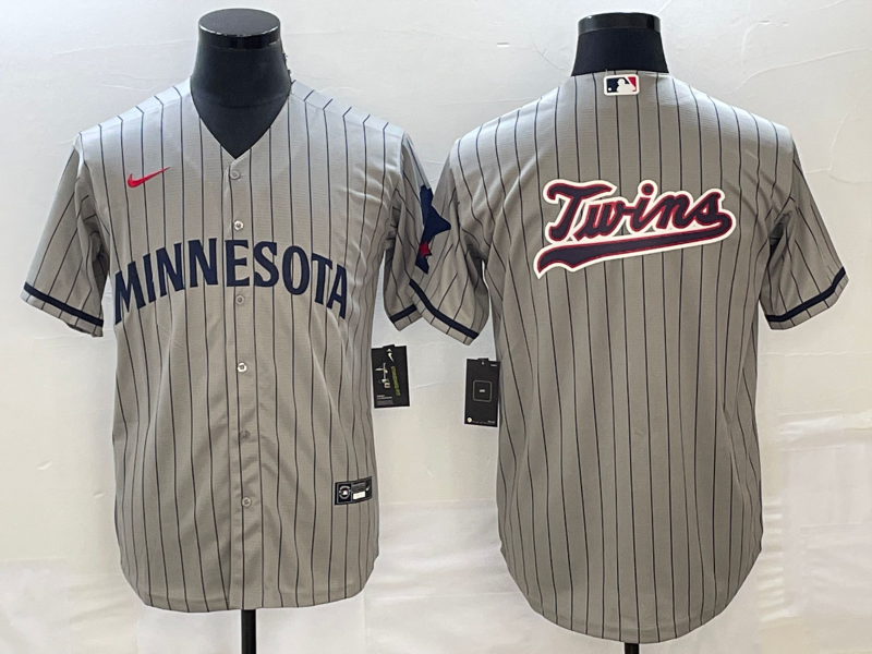 Men's Minnesota Twins Gray Alternate Replica Team Logo Jersey