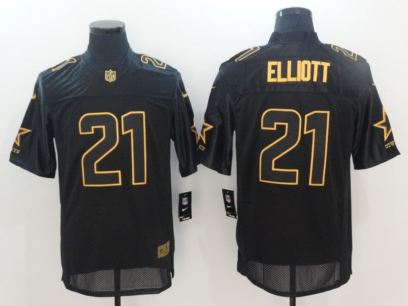 Men's Dallas Cowboys #21 Ezekiel Elliott Black Game Team Jersey