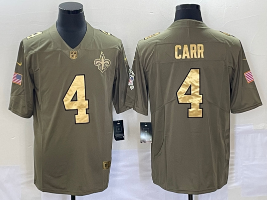 Men's New Orleans Saints Derek Carr #4 Brown Player Jersey