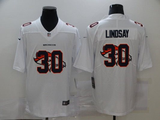 Men's Denver Broncos Phillip Lindsay #30 White Player Game Jersey