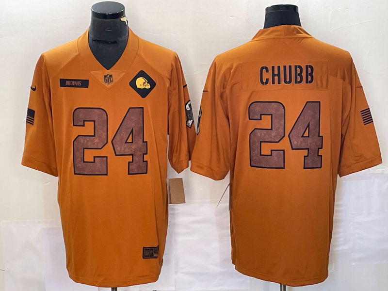 Men's Cleveland Browns Nick Chubb #24 Brown 2023 Salute To Service Limited Jersey