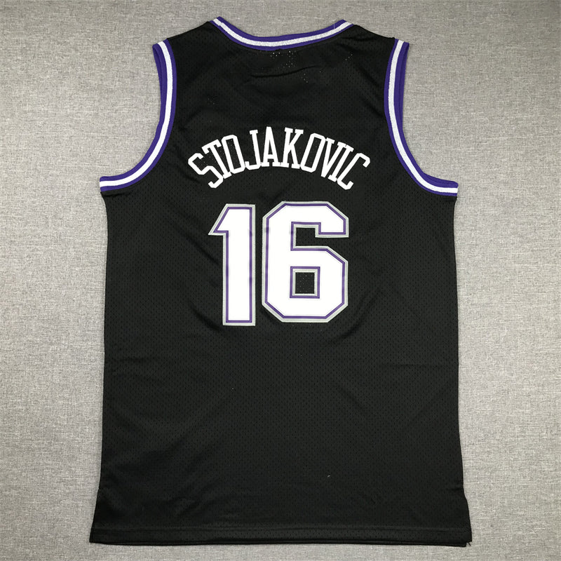 Men's Sacramento Kings Peja Stojakovic #16 Black Hardwood Classics Swingman Jersey